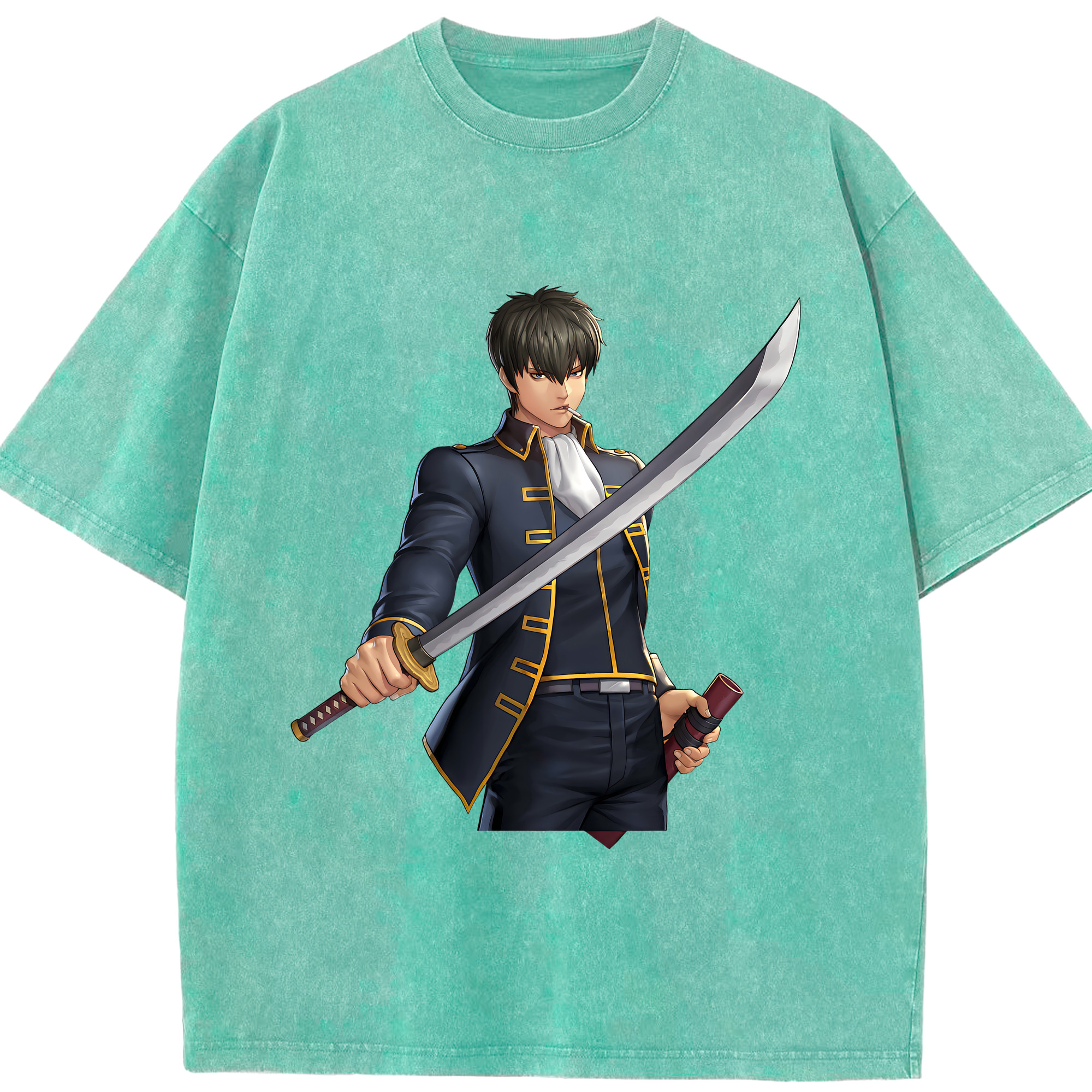（画像用） ぎんたま 坂田銀時（さかたぎんとき） 神楽 志村新八（しむら しんぱち） GINTAMA Sakata Gintoki Kagura Shimura Shinpachi 綿100% ヴィンテージ風 半袖Tシャツ（フロントプリント）